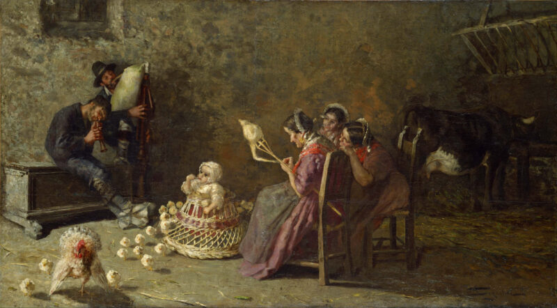 Bagpipers of Brianza (1883) – Giovanni Segantini Tablo
