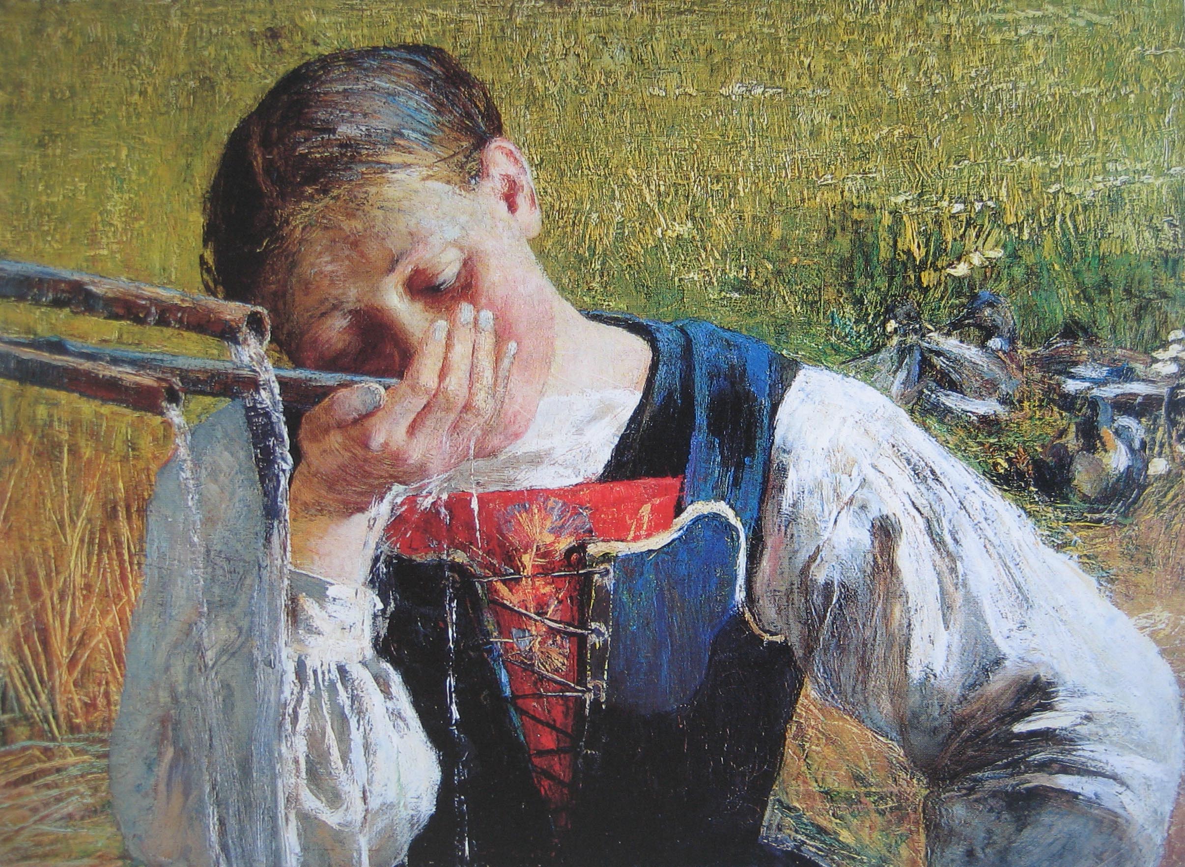 Costume from the Canton of Grison in Switzerland (1887) - Giovanni Segantini Tablo