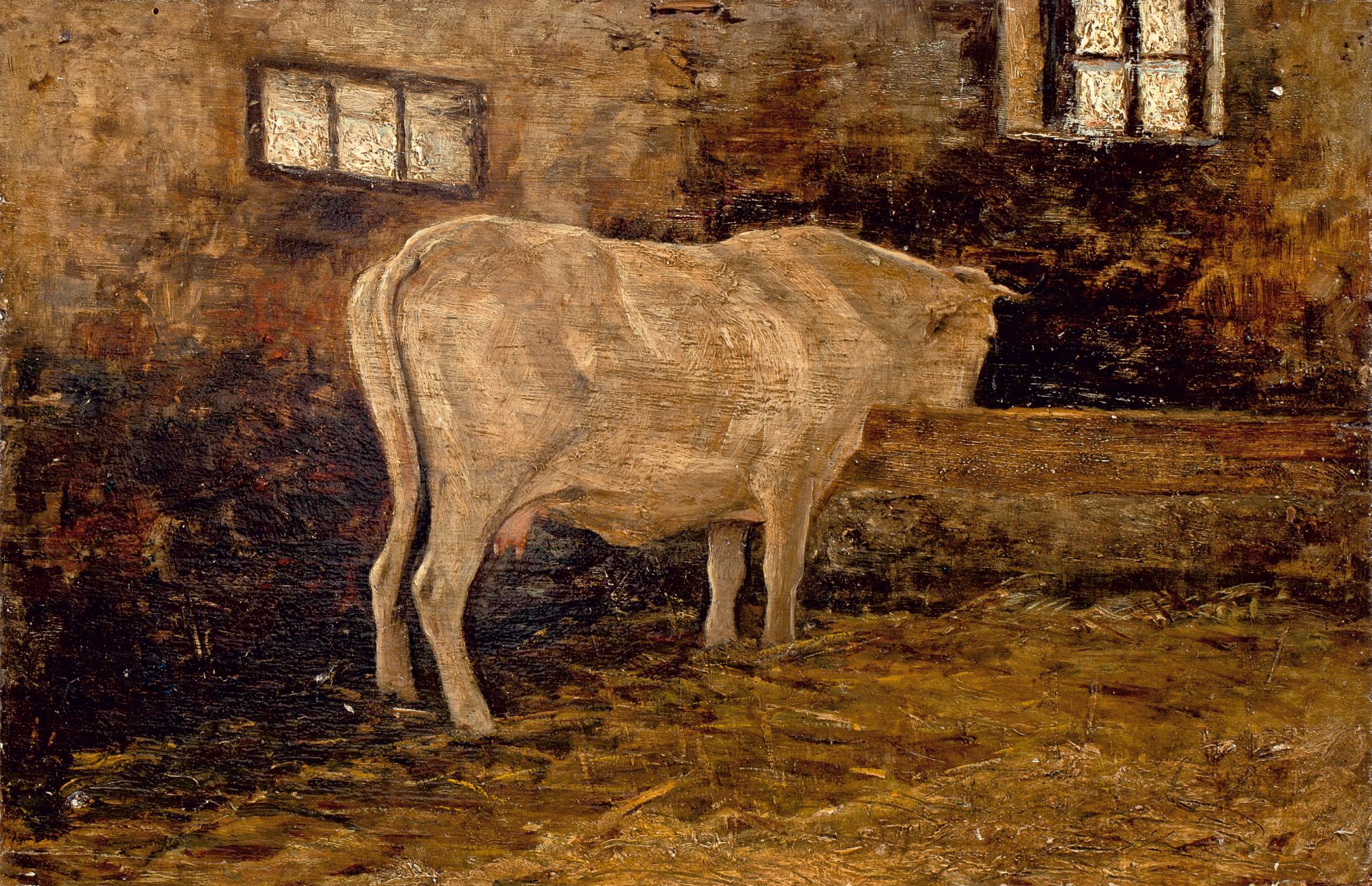 Cow in Stable (1899) - Giovanni Segantini Tablo