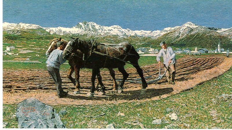 Das Pflügen (1890) - Giovanni Segantini Tablo