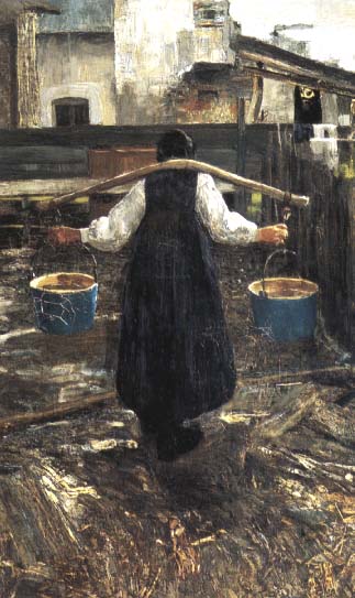 Die Wasserträgerin - Giovanni Segantini Tablo