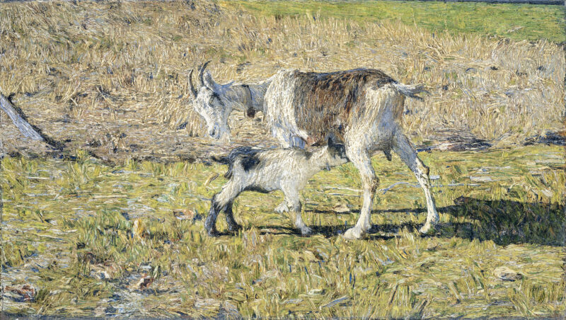 Goat with Her Young (1890) - Giovanni Segantini Tablo