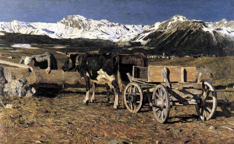 Kühe An Der Tränke (1888) - Giovanni Segantini Tablo