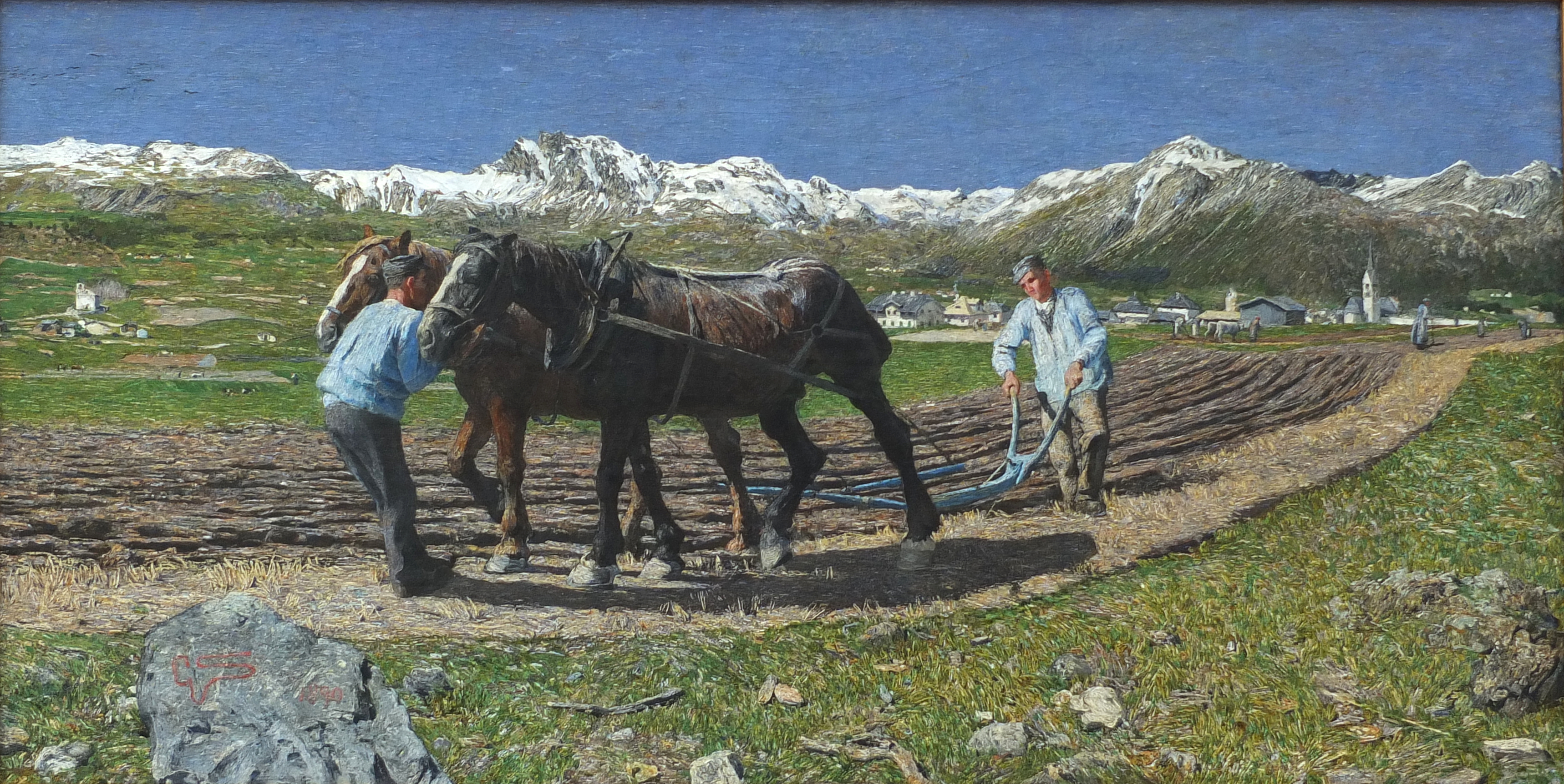Ploughing (1890) - Giovanni Segantini Tablo