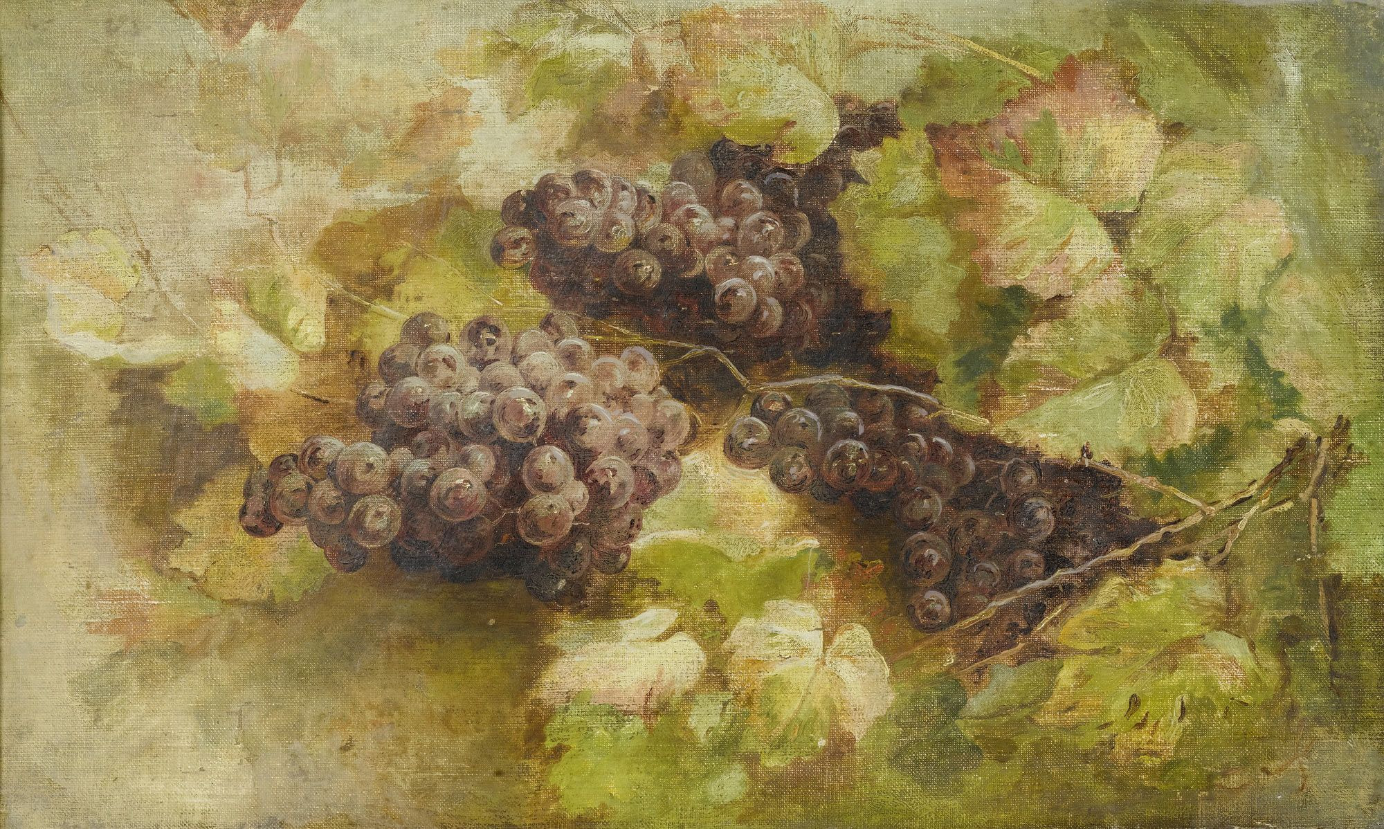 Still Life with Grapes (1899) - Giovanni Segantini Tablo