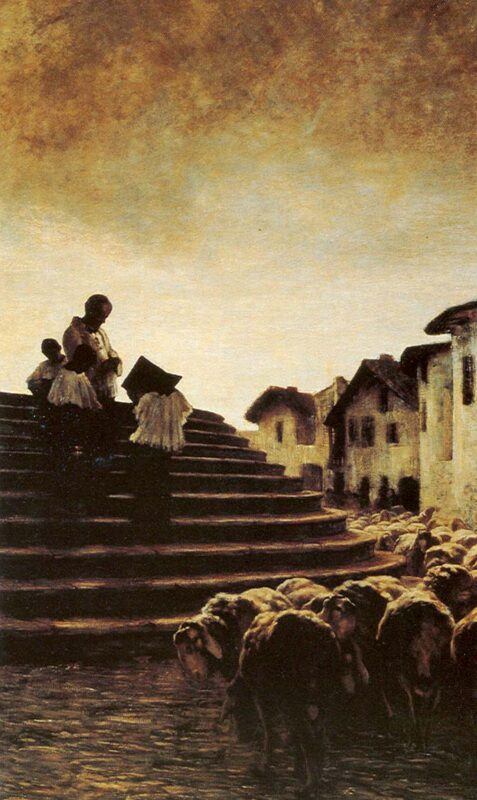 The blessing of the sheep (1884) – Giovanni Segantini Tablo