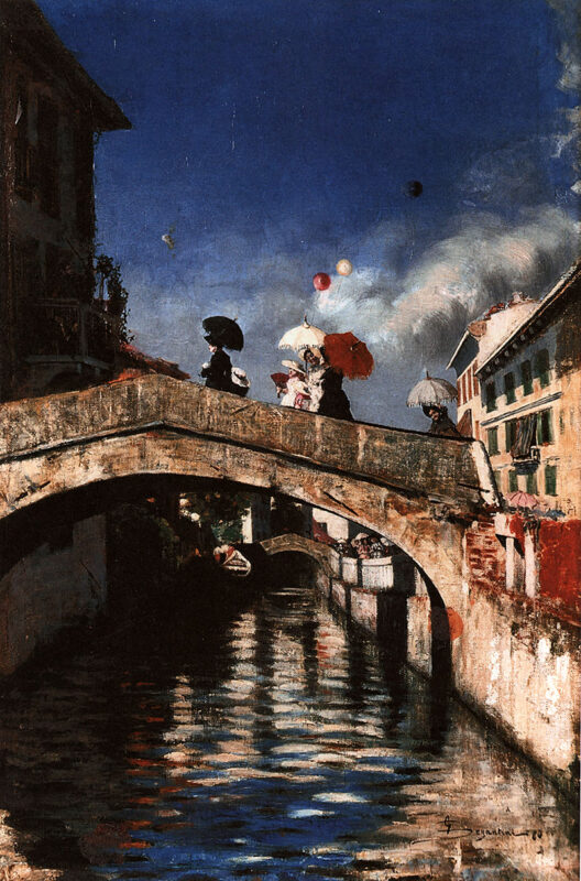 The canal at Ponte San Marco (1880) - Giovanni Segantini Tablo