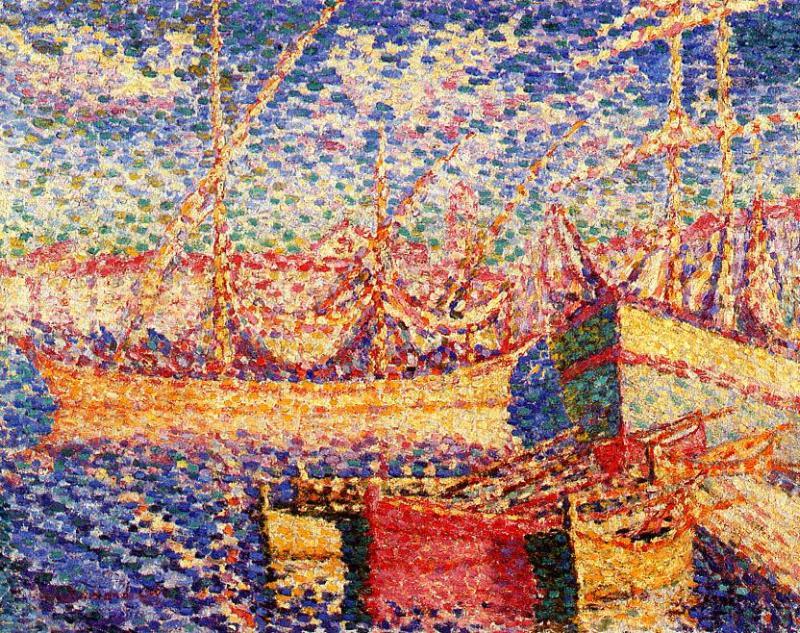 Boats in the Port of St. Tropez - Henri-Edmond Cross Tablo
