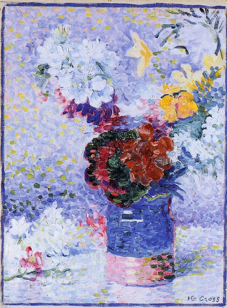 Flowers in a Glass (1904) - Henri-Edmond Cross Tablo