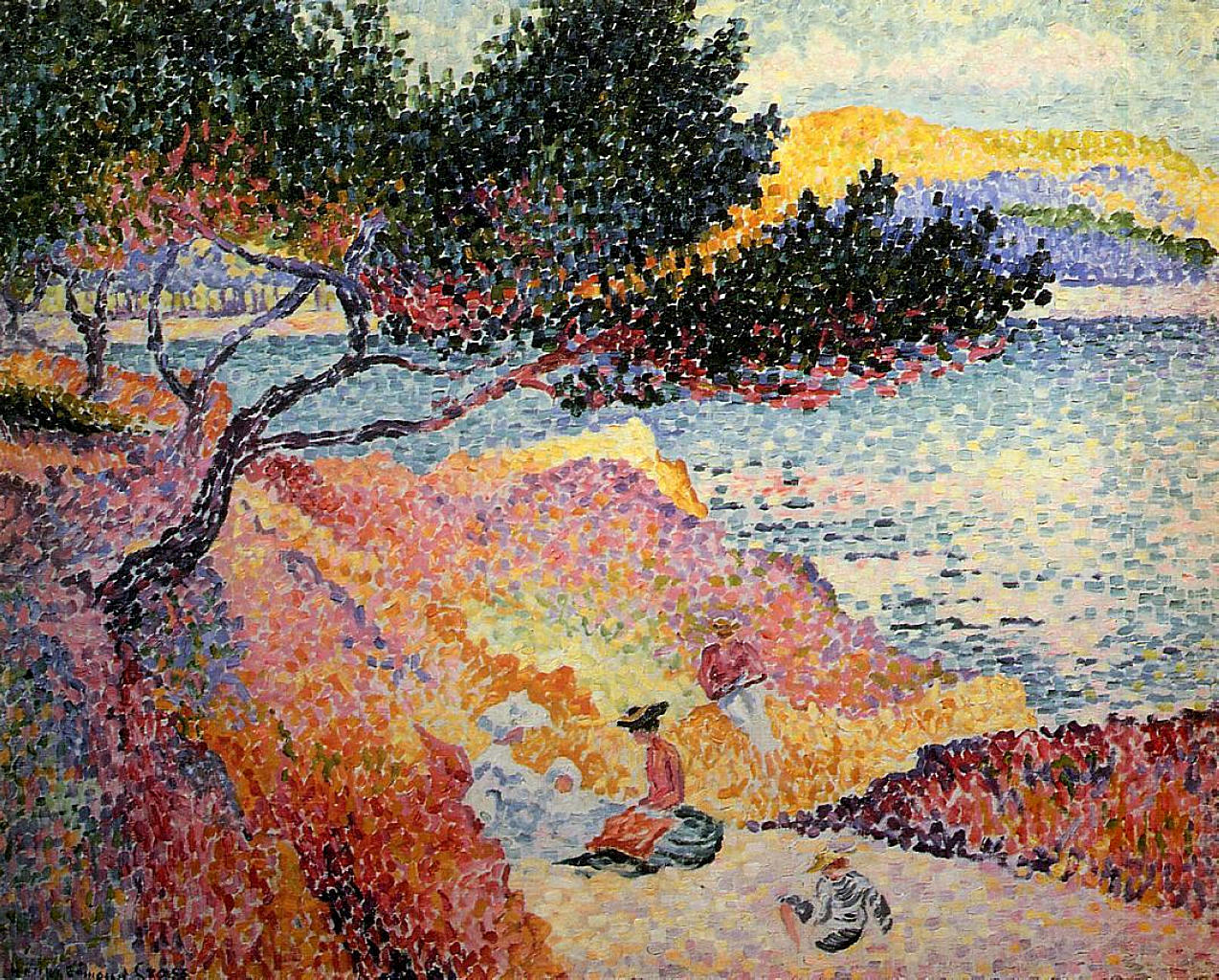 La Plage de Saint Clair (1906) - Henri-Edmond Cross Tablo