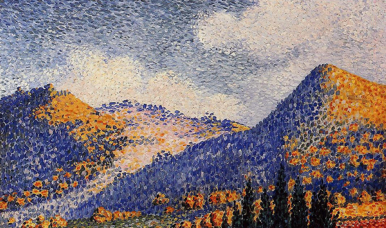 Landscape, the Little Maresque Mountains (1896) - Henri-Edmond Cross Tablo