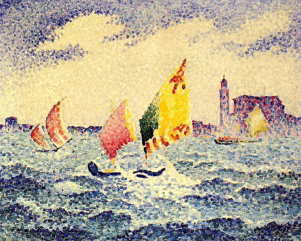 Sailboats near Chicago (1903) - Henri-Edmond Cross Tablo