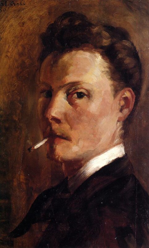 Self Portrait with Cigarette (1880) - Henri-Edmond Cross Tablo