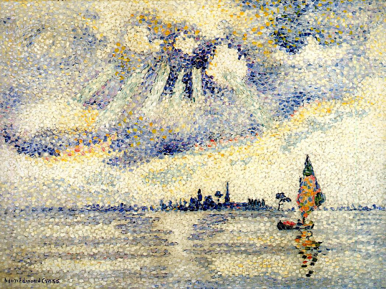Sunset on the Lagoon, Venice (1903) - Henri-Edmond Cross Tablo