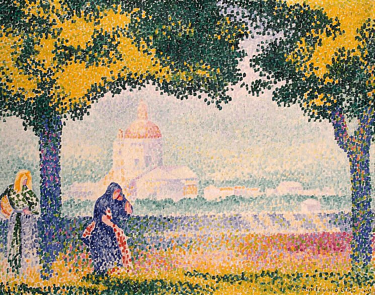 View of the Church of Santa Maria degli Angeli, near Assisi (1909) Henri-Edmond Cross tablo - Dekolata