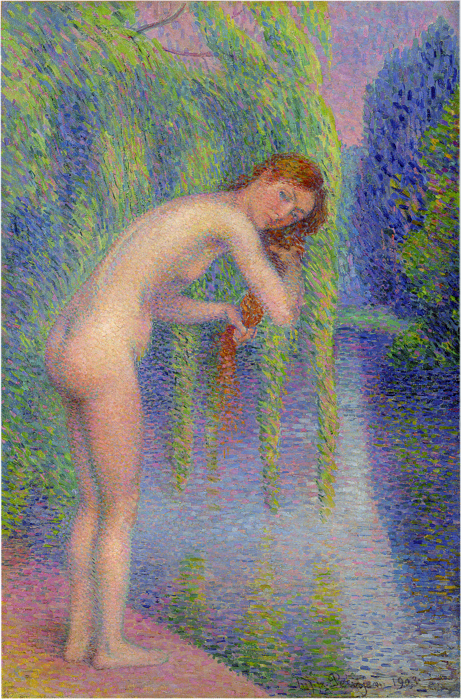 Nude Combing Her Hair (1903) Hippolyte Petitjean tablo - Dekolata
