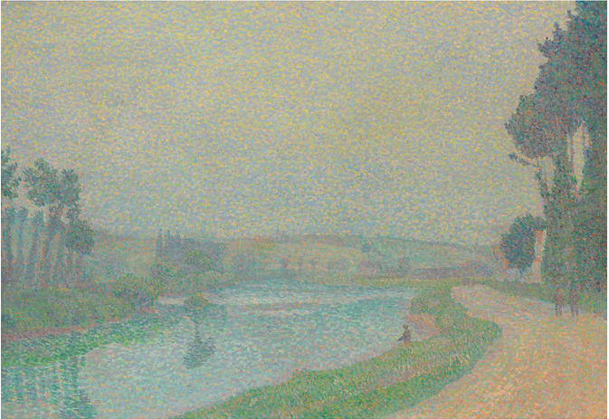 Bord De L'oise À L'aube, Pontoise (1888) Louis Hayet tablo - Dekolata