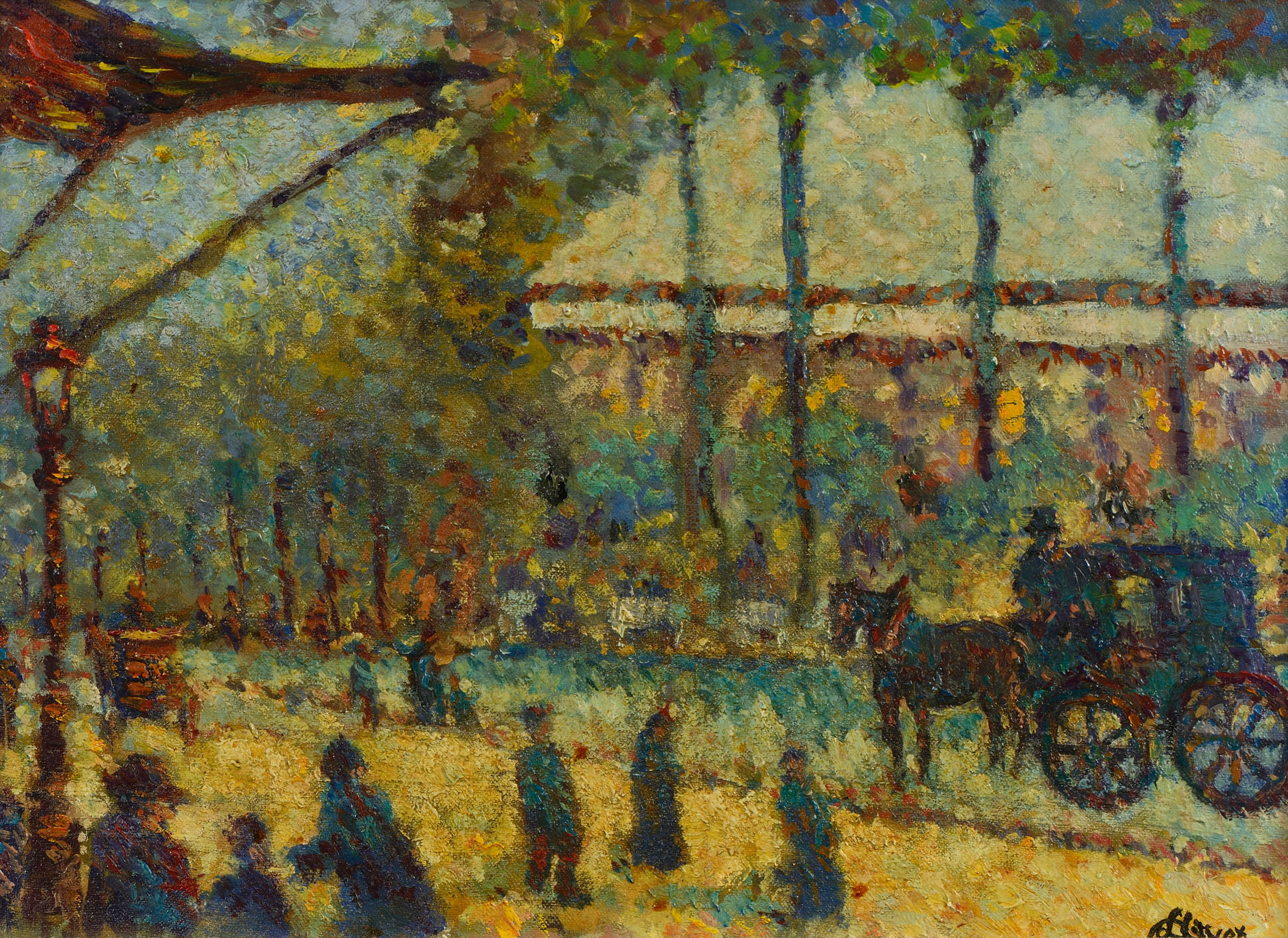 Calèche Sur Les Champs Elysées (1889) – Louis Hayet Tablo