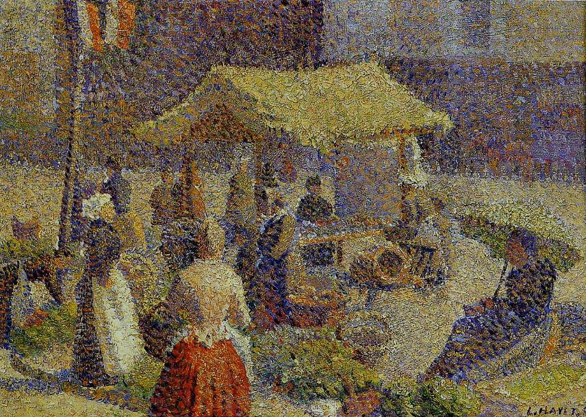 Le Marché (1880) Louis Hayet tablo - Dekolata