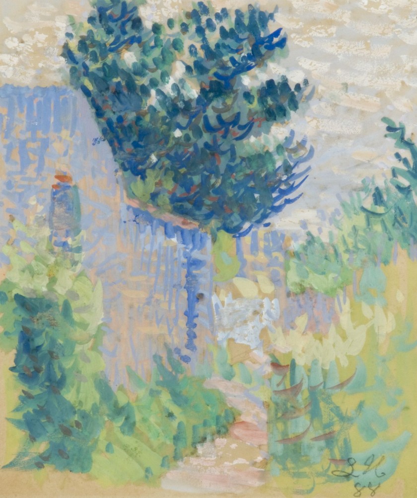Le Sentier Derriere La Maison (1888) Louis Hayet tablo - Dekolata