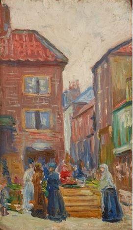 Market Day in Pontoise (1913) Louis Hayet tablo - Dekolata