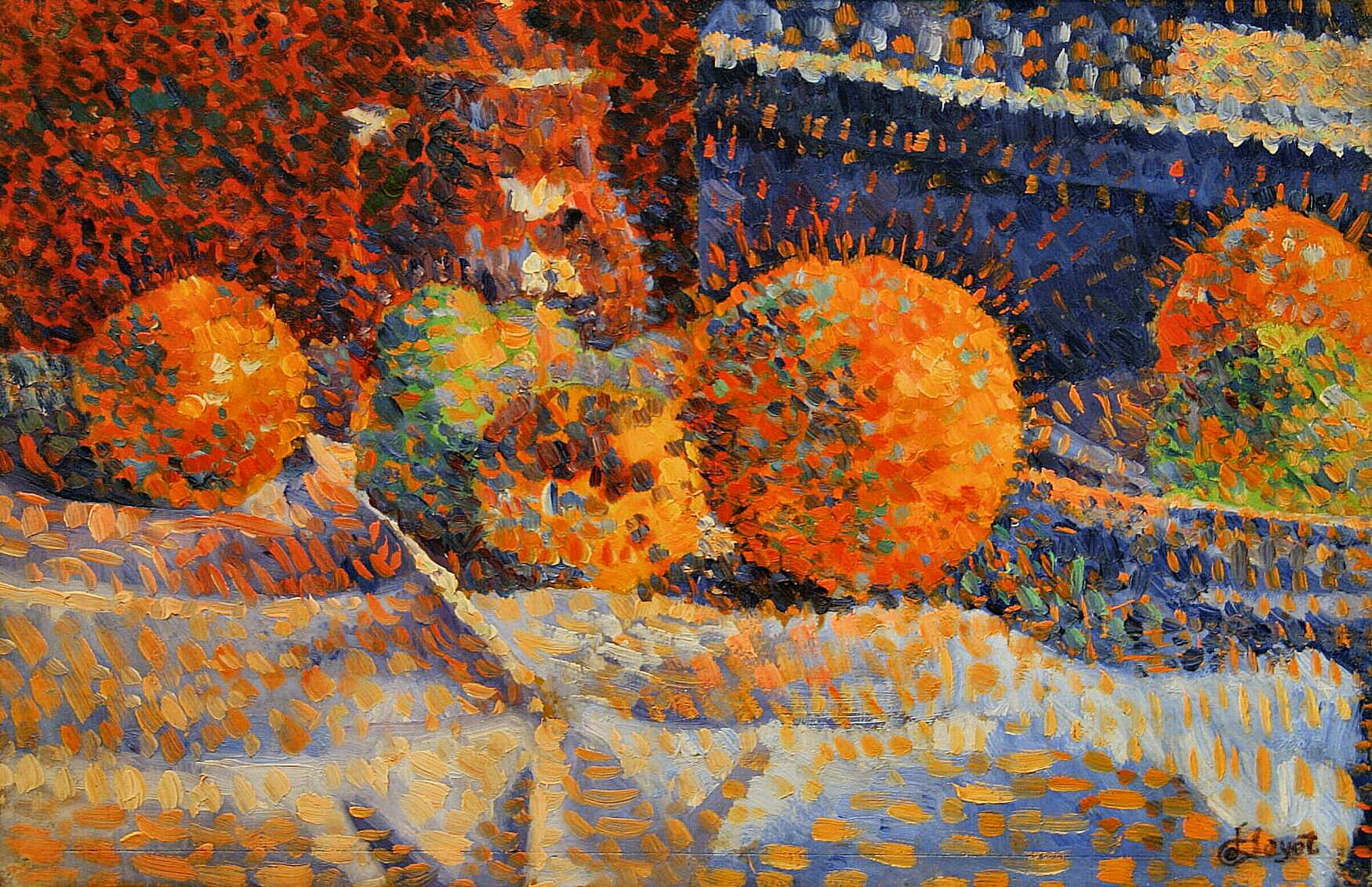 Nature Morte Aux Oranges (1889) Louis Hayet tablo - Dekolata