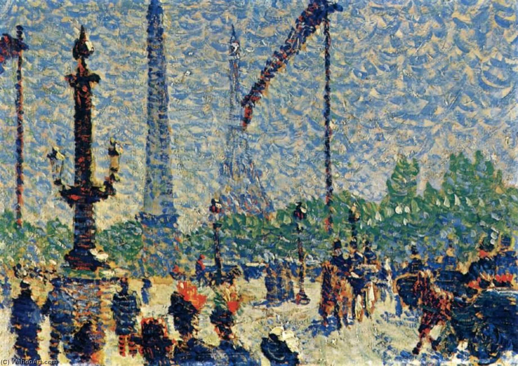 Place De La Concorde, Paris (1888) Louis Hayet tablo - Dekolata