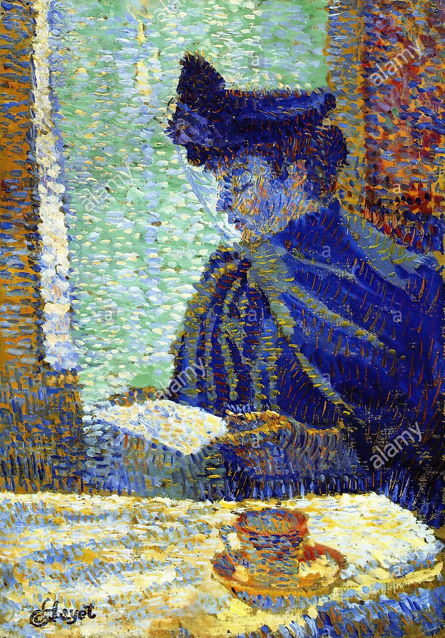 Woman with Hat Louis Hayet tablo - Dekolata