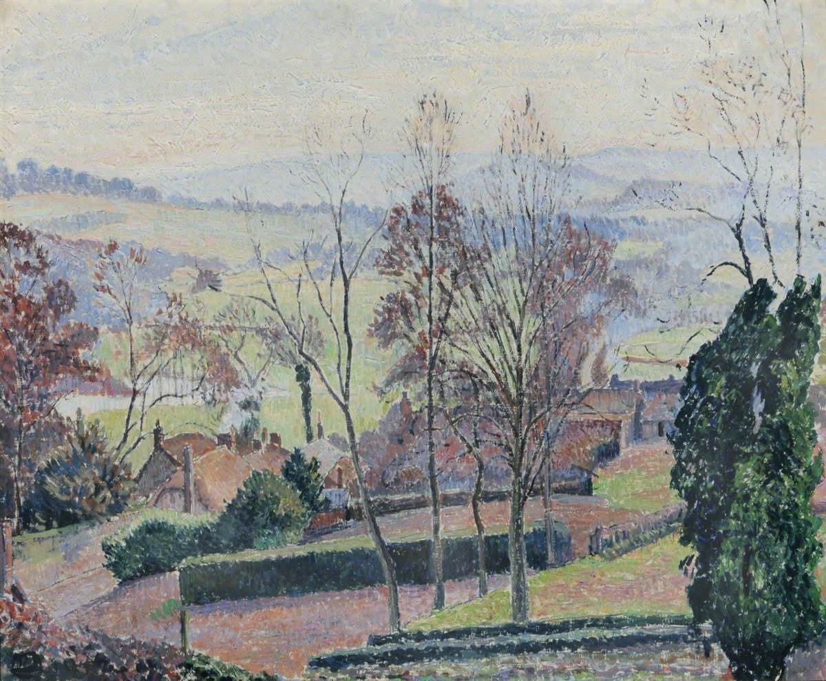 A February Morning, East Knoyle, Wiltshire (1918) Lucien Pissarro tablo - Dekolata