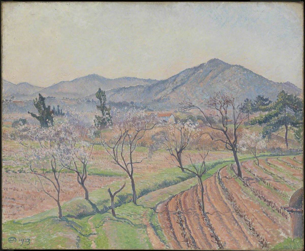 Almond Trees, Le Lavandou (1923) Lucien Pissarro tablo - Dekolata