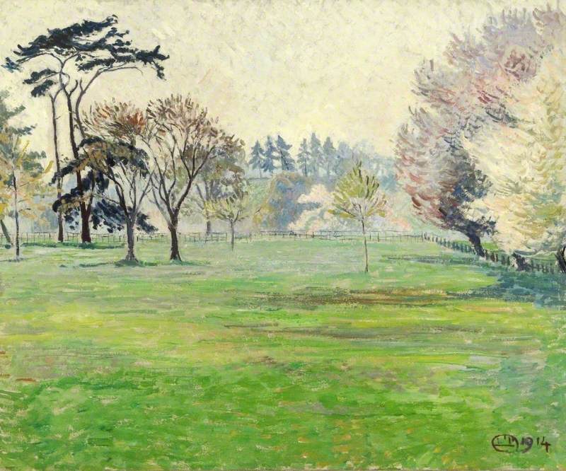 Blossom, Sun and Mist, Chipperfield, Hertfordshire (1914) Lucien Pissarro tablo - Dekolata