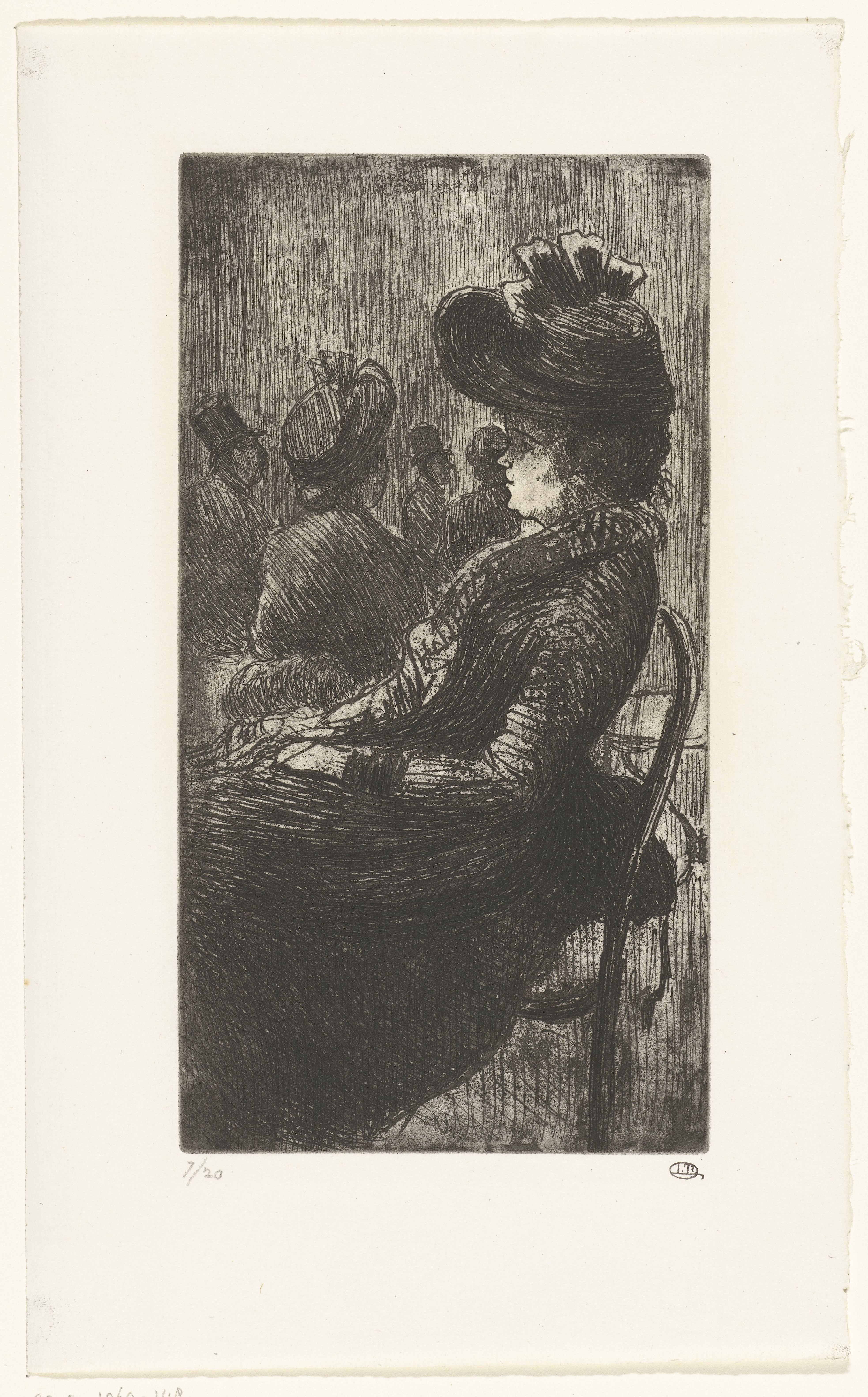 Dame in een café Lucien Pissarro tablo - Dekolata