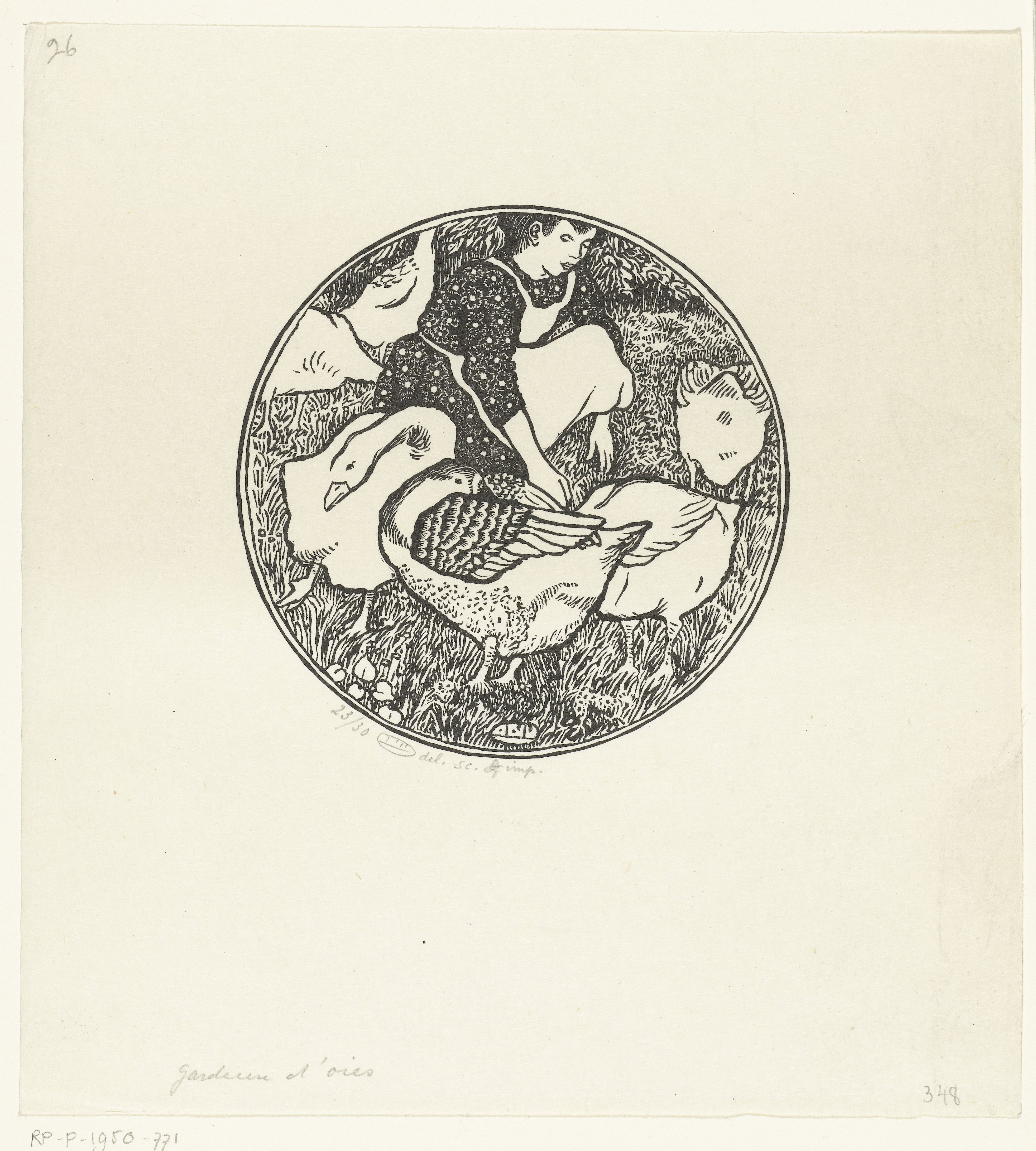 Ganzenhoedster Gardeuse d'oies (1923) Lucien Pissarro tablo - Dekolata