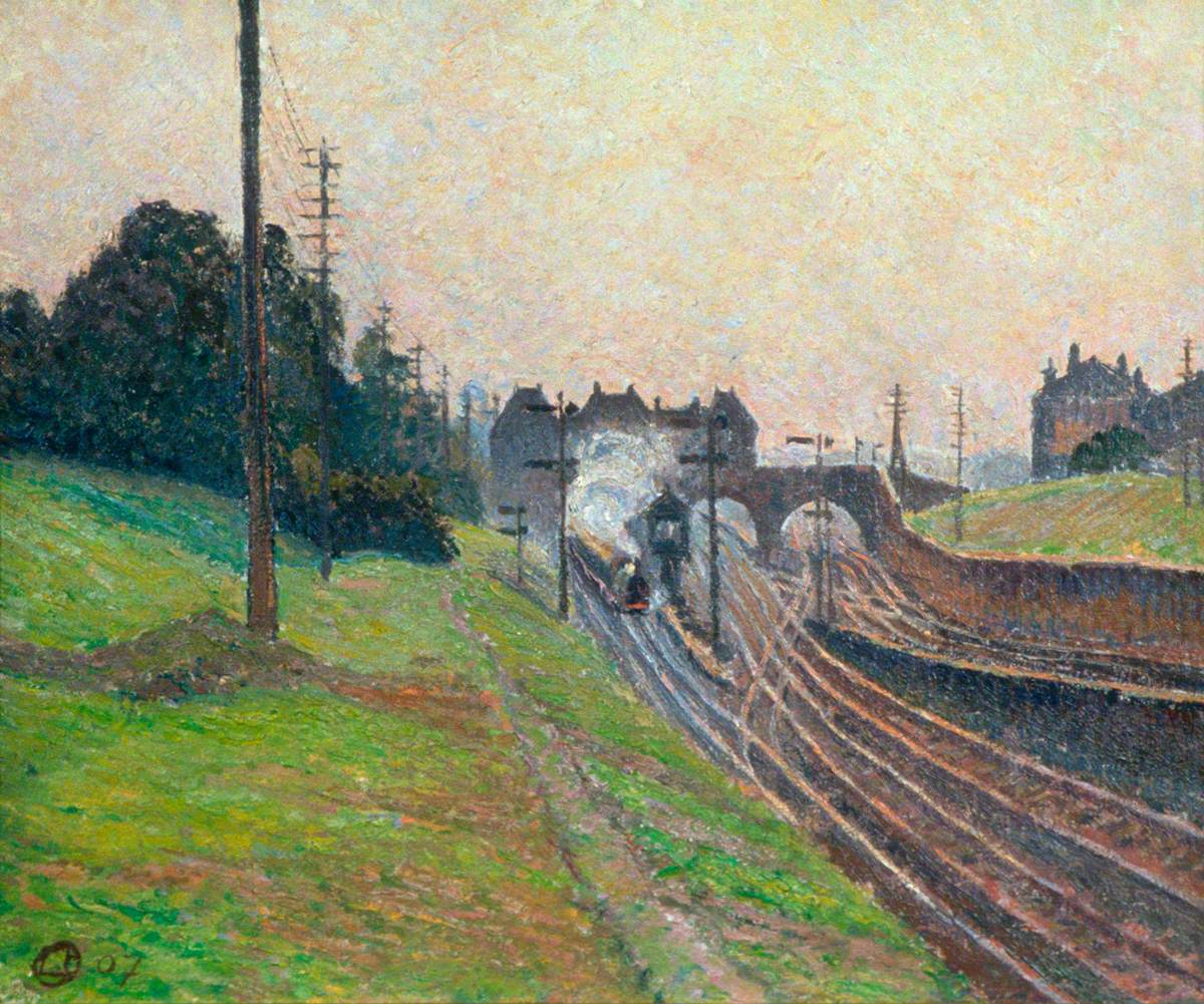 Great Western Railway, Acton (1907) Lucien Pissarro tablo - Dekolata