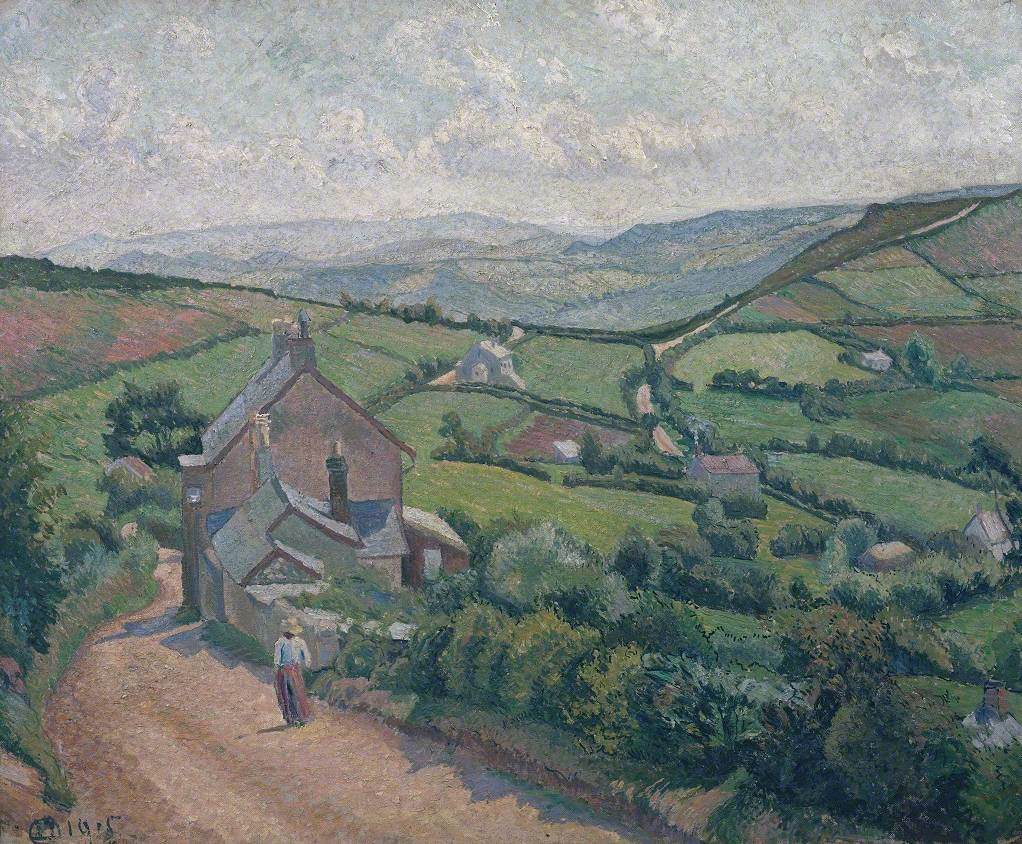 High View, Fish Pond (1915) Lucien Pissarro tablo - Dekolata