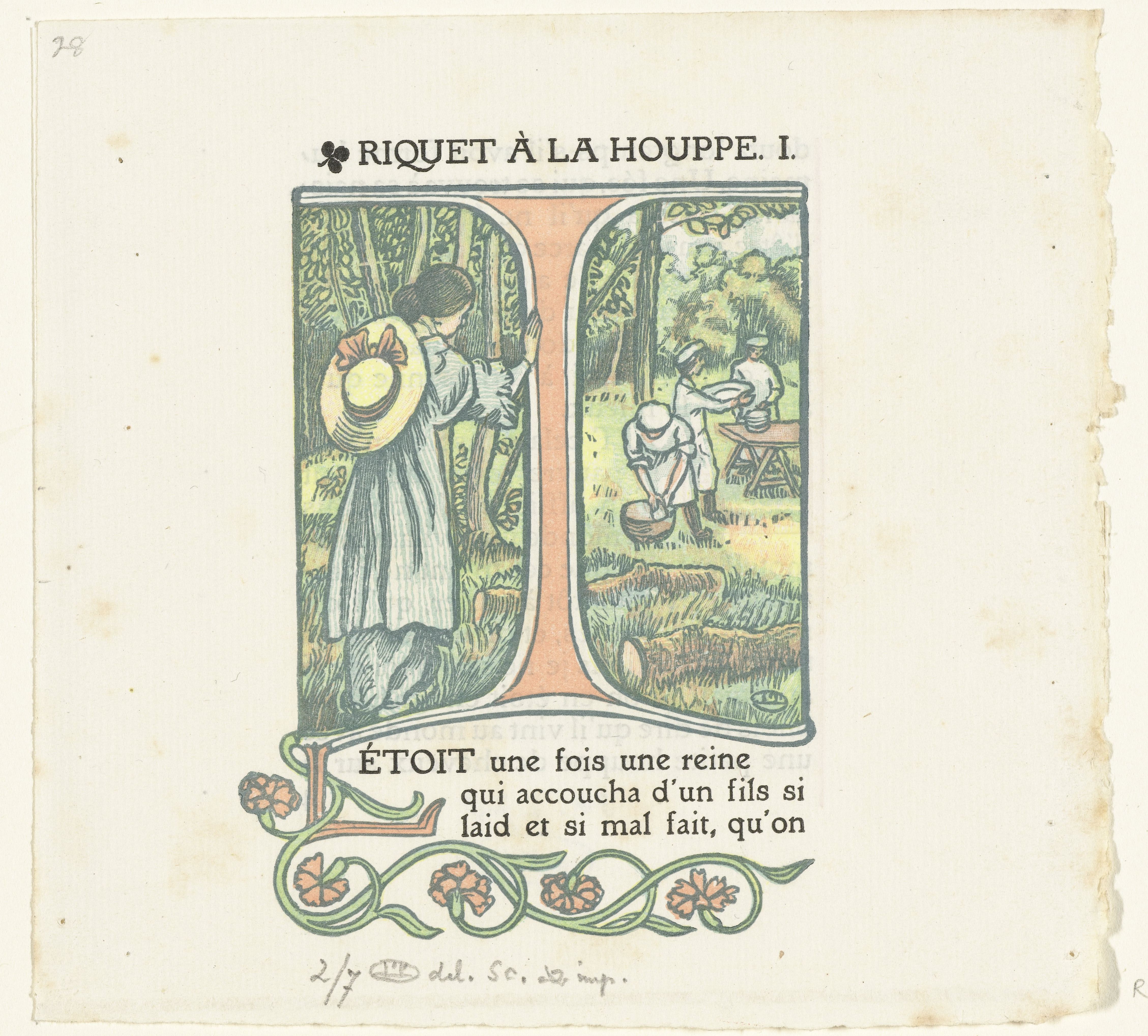 Hoofdletter I Riquet à la Houppe (1907) Lucien Pissarro tablo - Dekolata