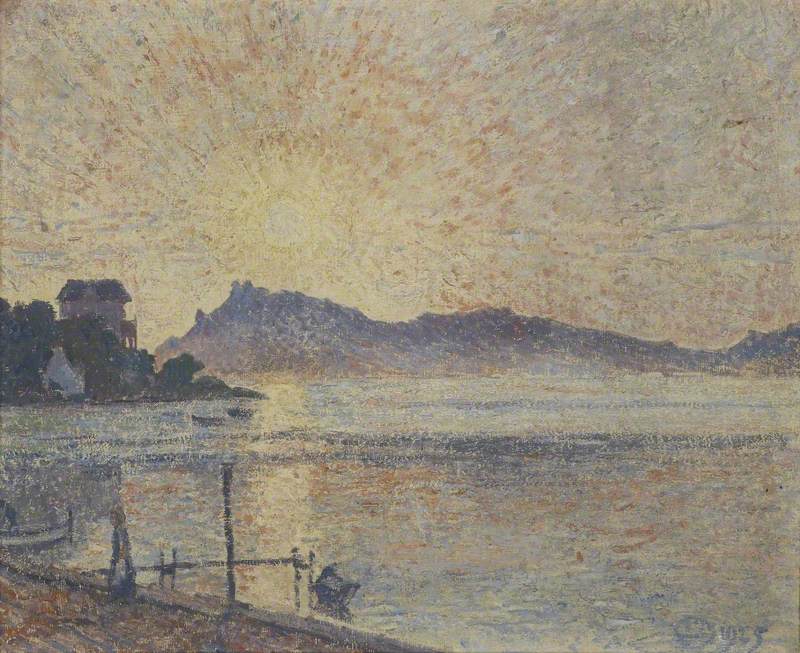 La Pointe De Cougoussa, Sunset (1925) Lucien Pissarro tablo - Dekolata