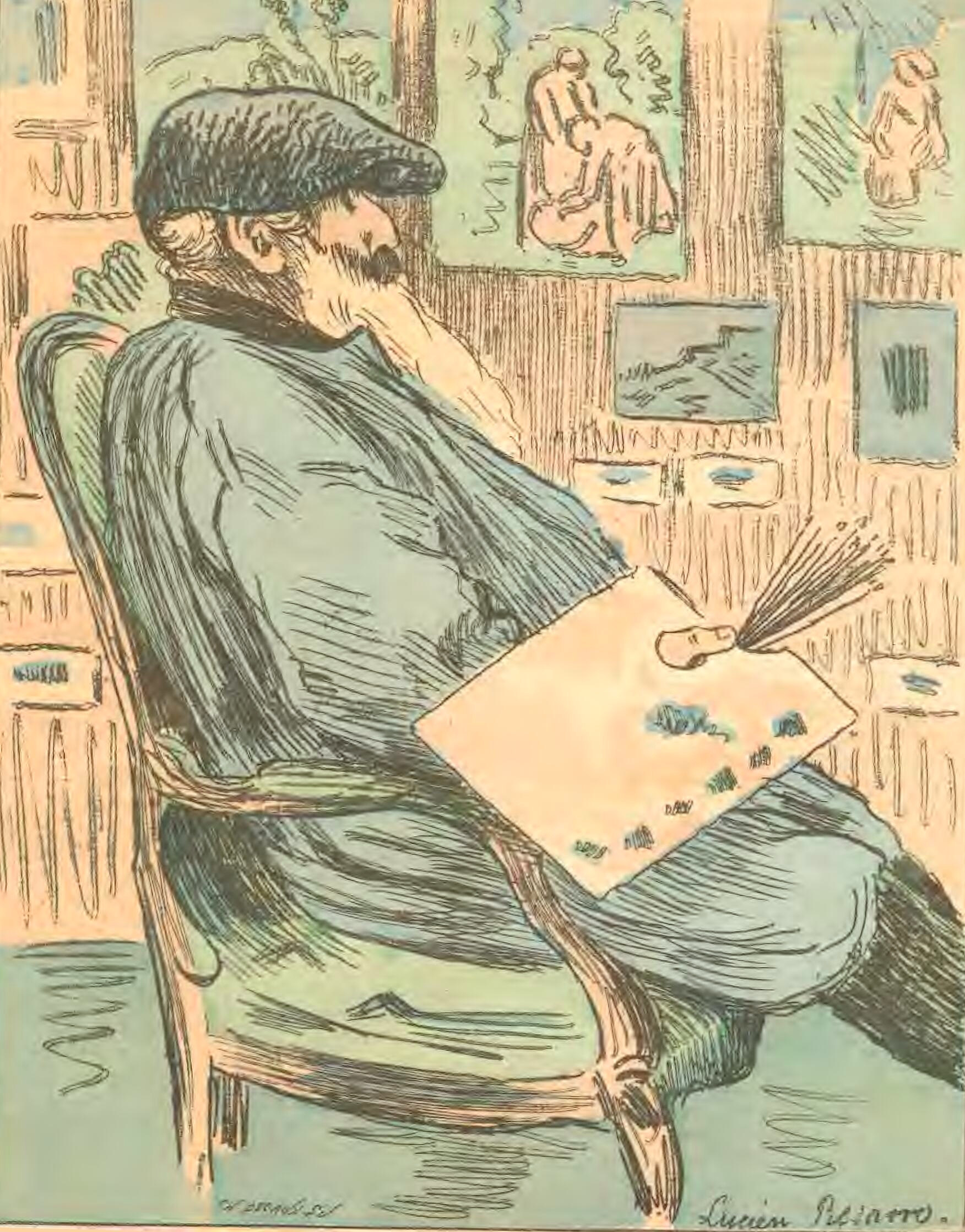 Les Hommes D'aujourd'hui, N°366 (1890), détail De La Couverture (1890) Lucien Pissarro tablo - Dekolata