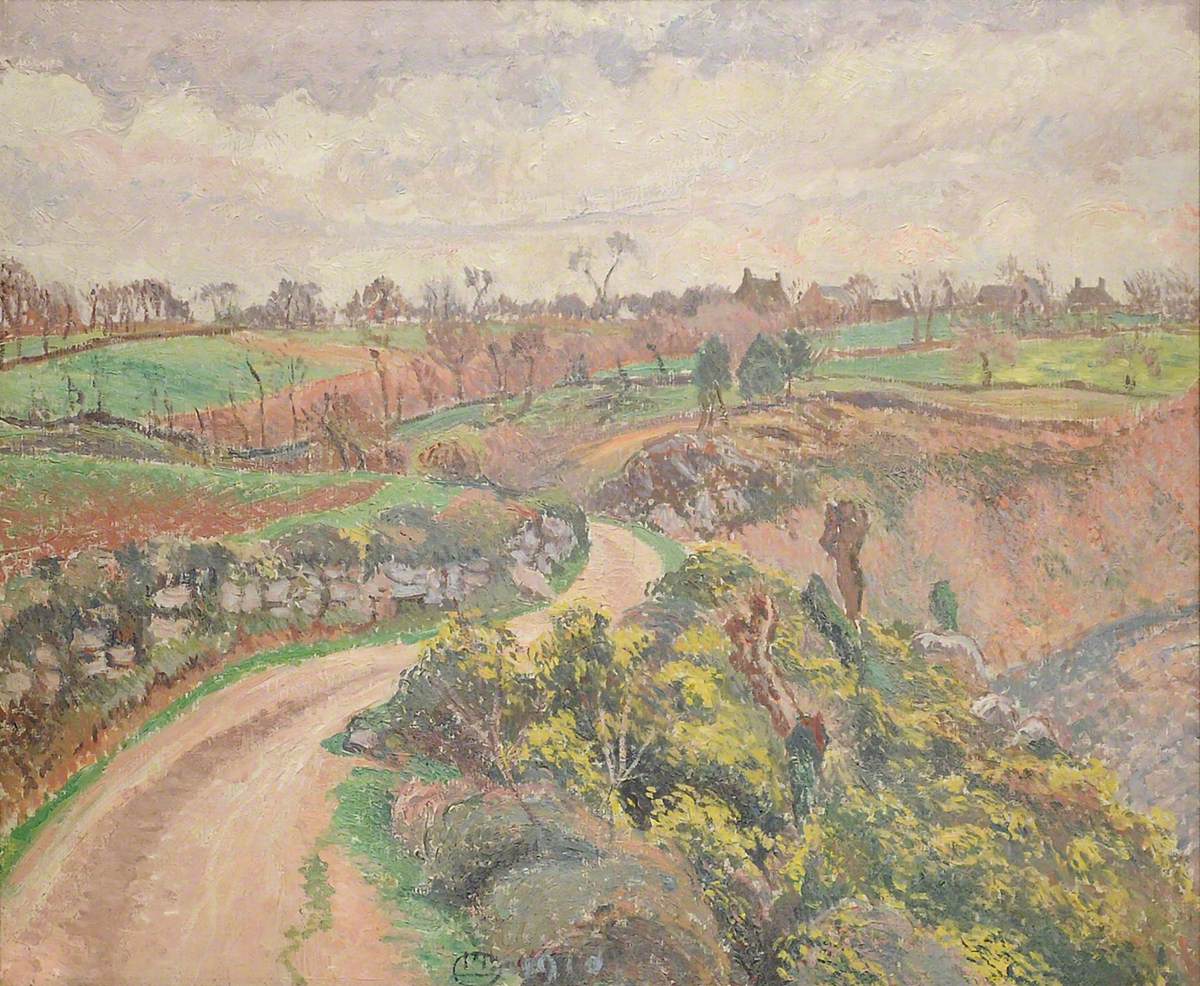 Rue De Poulfenc À Riec (1910) Lucien Pissarro tablo - Dekolata