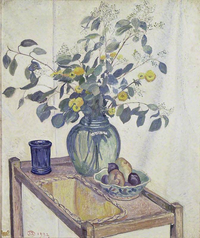 Still Life. Eucalyptus and Chrysanthemums (1935) Lucien Pissarro tablo - Dekolata