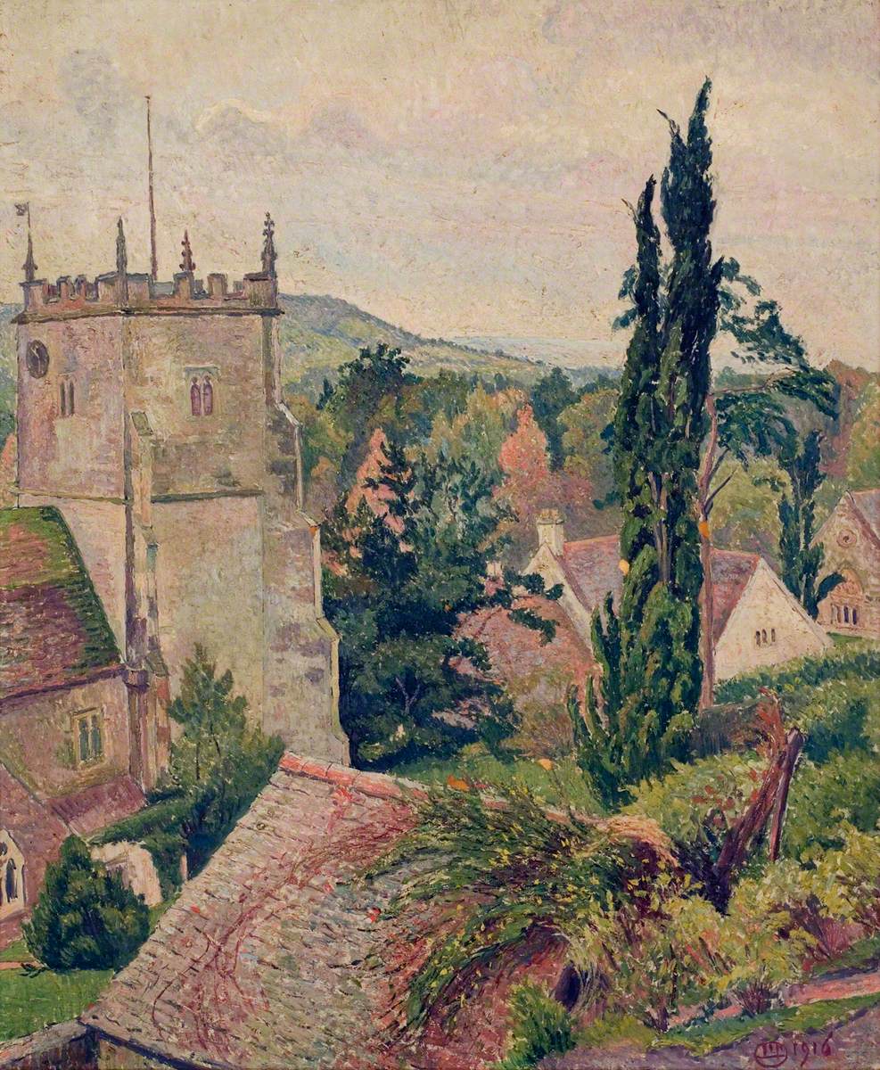 The Church, East Knoyle (1916) – Lucien Pissarro Tablo