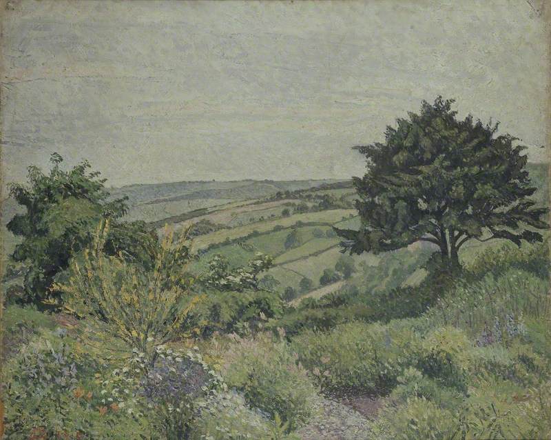The Cottage Garden, Fishpond (1915) Lucien Pissarro tablo - Dekolata