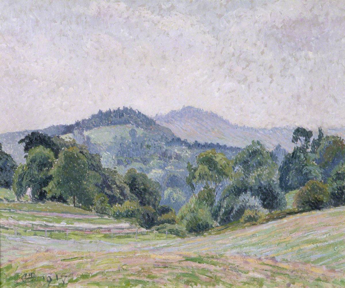 The Hills from Hayfield Green (1918) Lucien Pissarro tablo - Dekolata