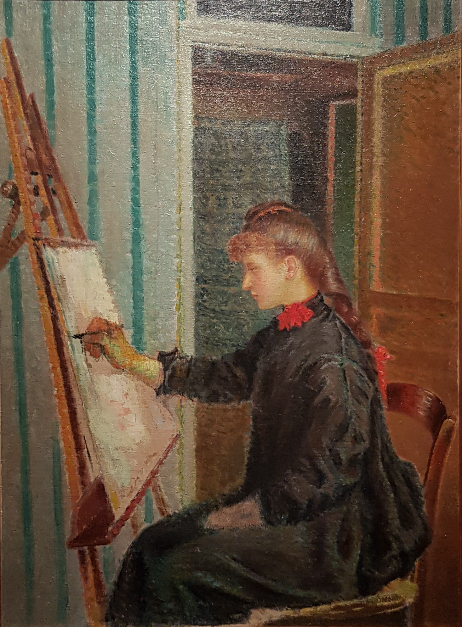 Jeune fille dessinant (1887) Léo Gausson tablo - Dekolata
