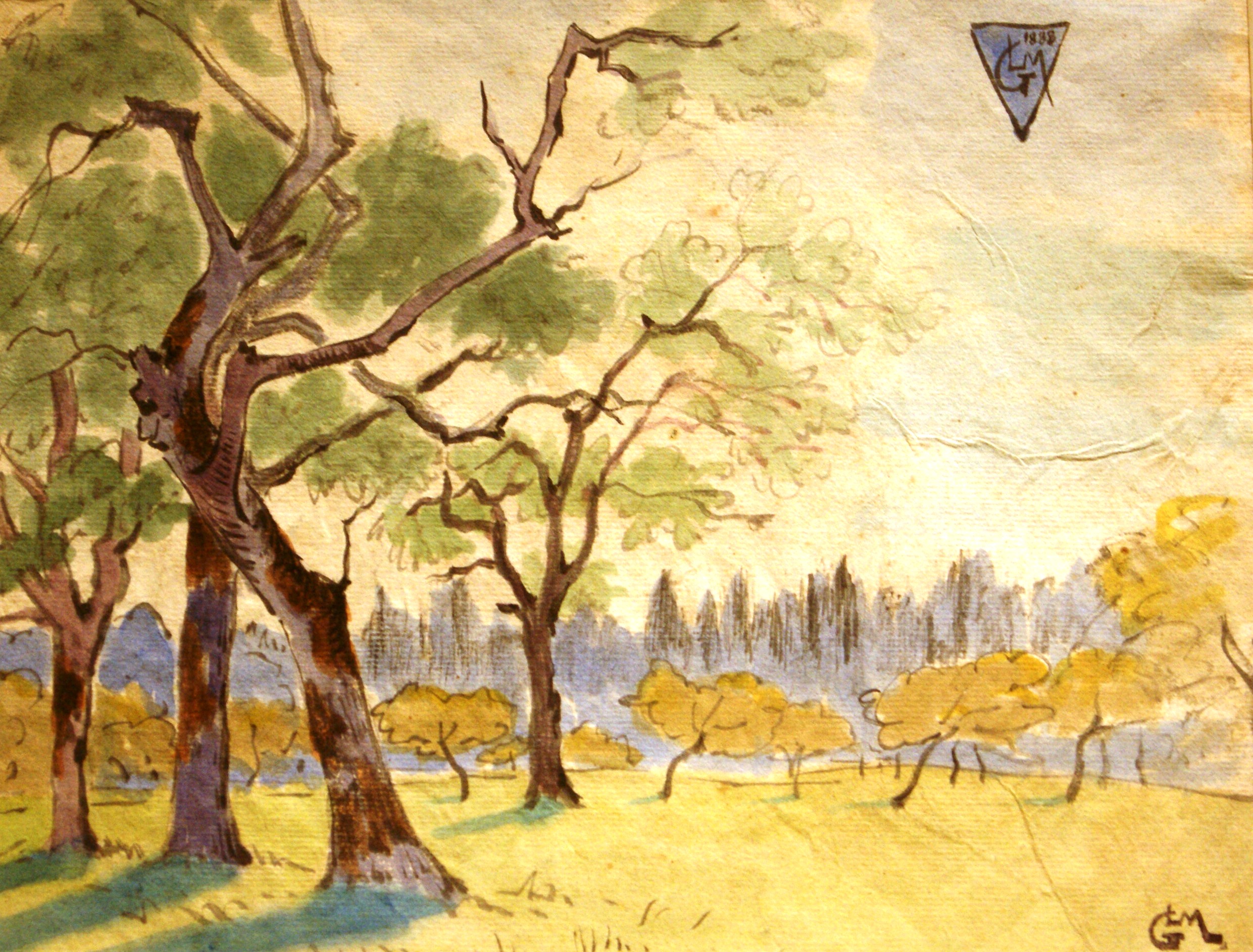 Paysage aux arbres Léo Gausson tablo - Dekolata