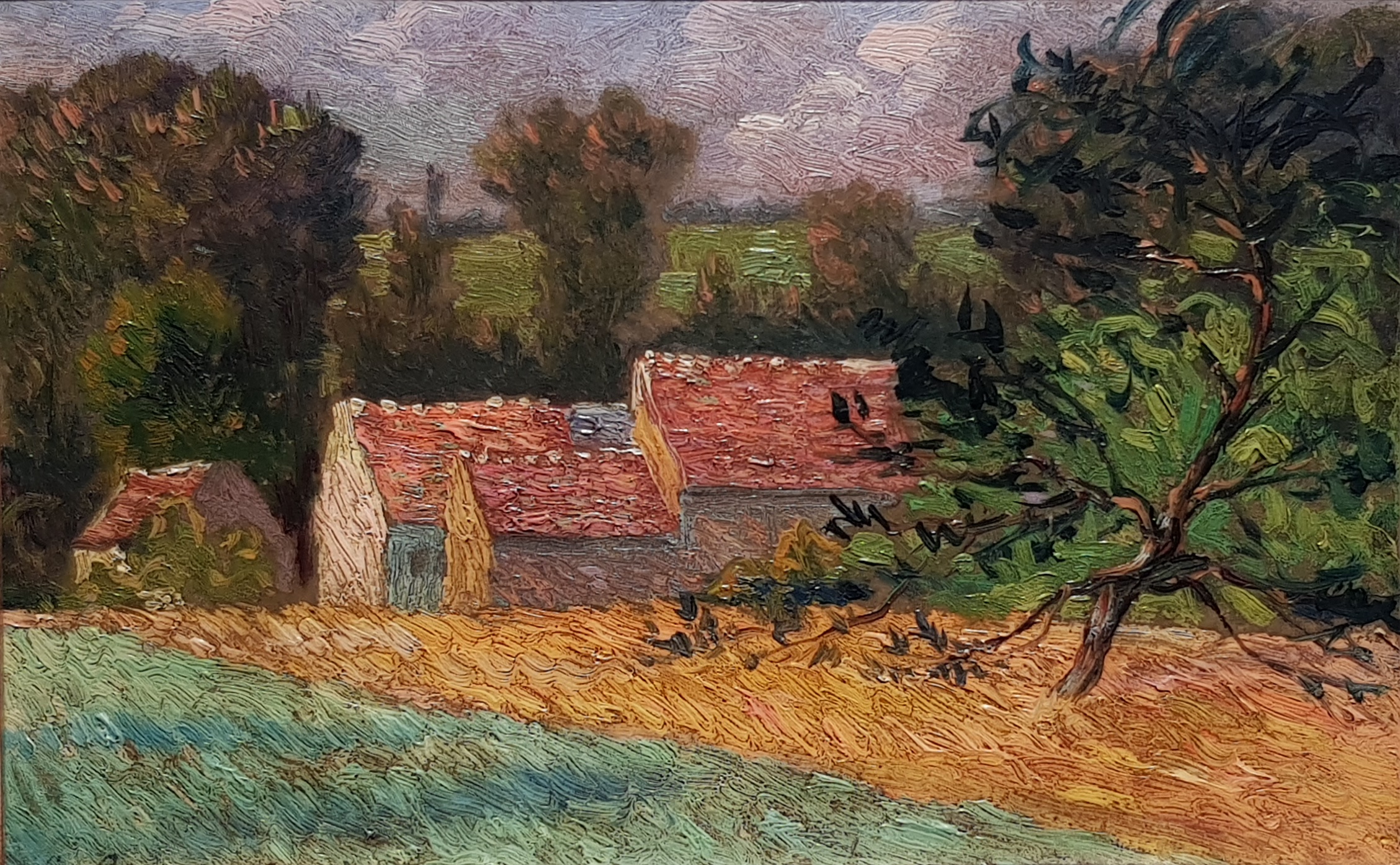 Paysage aux toits rouges Léo Gausson tablo - Dekolata