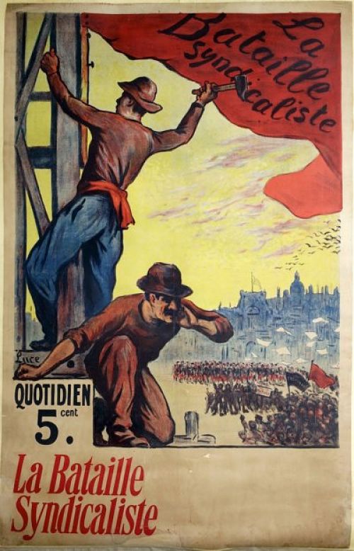 Affiche Pour Le Lancement Du Journal La Bataille Syndicaliste En (1911-1911) Maximilien Luce tablo - Dekolata