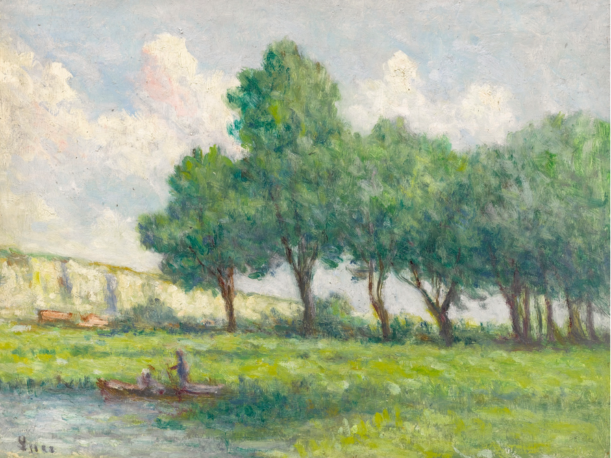 Boat Near Rolleboise (1930) Maximilien Luce tablo - Dekolata