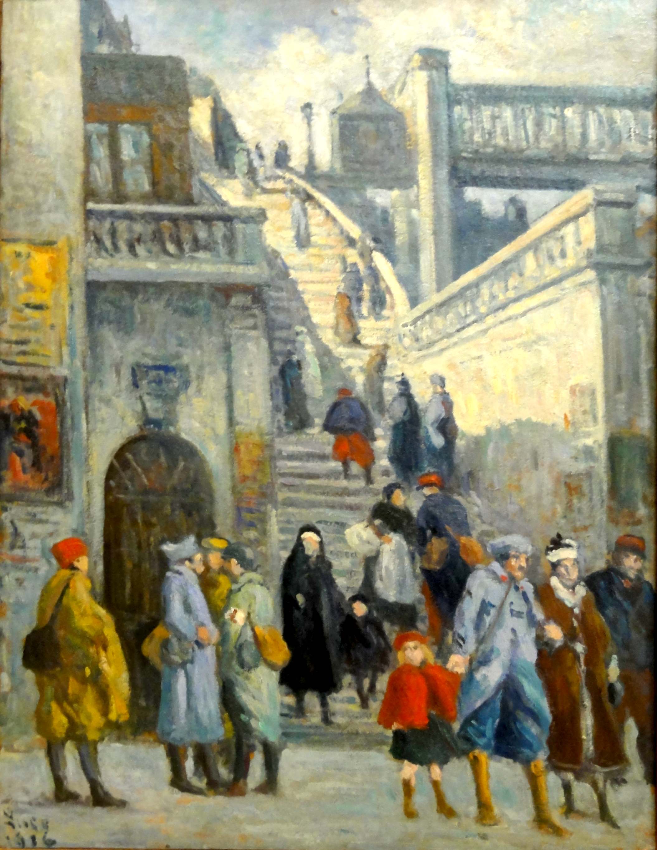 Escaliers De La Rue De L'alsace (1916) Maximilien Luce tablo - Dekolata