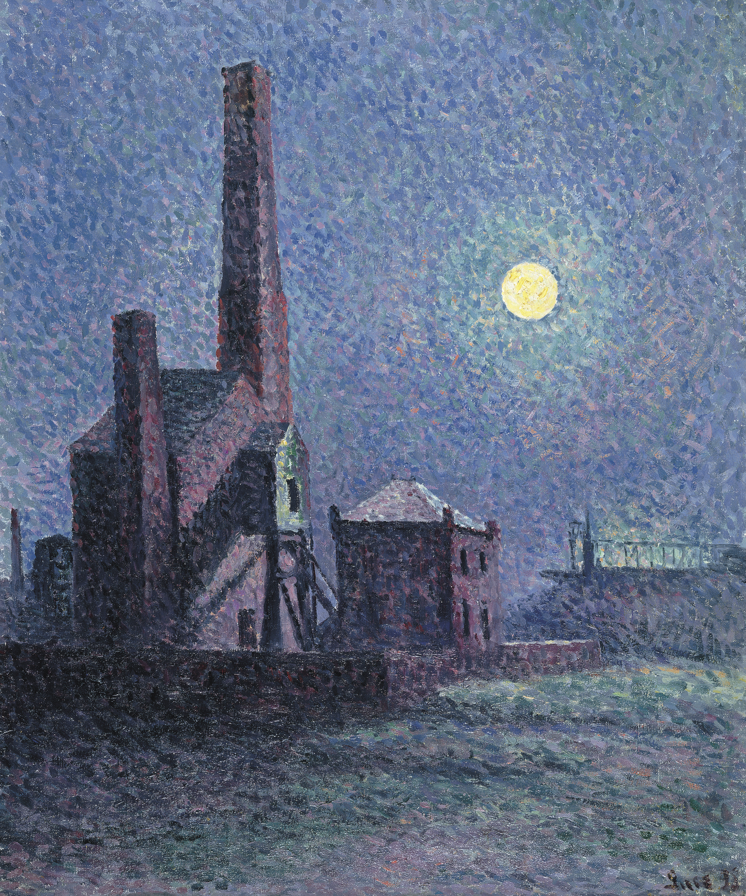 Factory in the Moonlight (1898) Maximilien Luce tablo - Dekolata